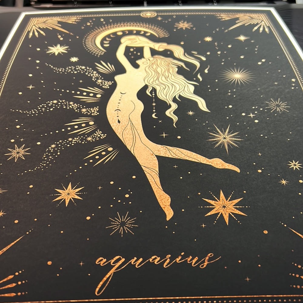 Aquarius Wall Art Celestial Zodiac Horoscope Illustration Print Poster Unframed - Picture 13 of 16